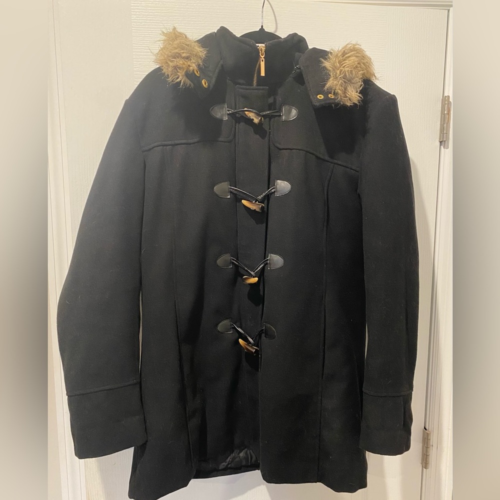 Alpine Swiss Women's Black Wool Blend Peacoat Jacket Coat, Size XL